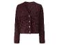 Donkerrode gebreide cardigan met knopen.