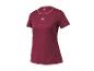 T-shirt de sport bordeaux à manches courtes avec liseré blanc au col.