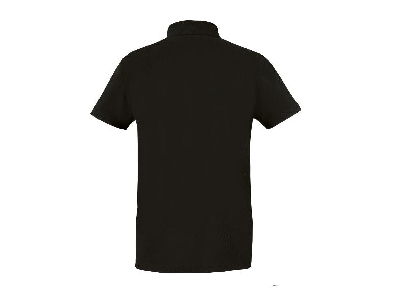 Polo noir à manches courtes, vue arrière.