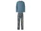 Blauw pyjamashirt met lange mouwen en geruite pyjamabroek.