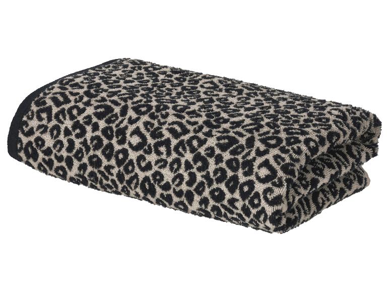 Gevouwen handdoek met luipaardprint in zwart en beige