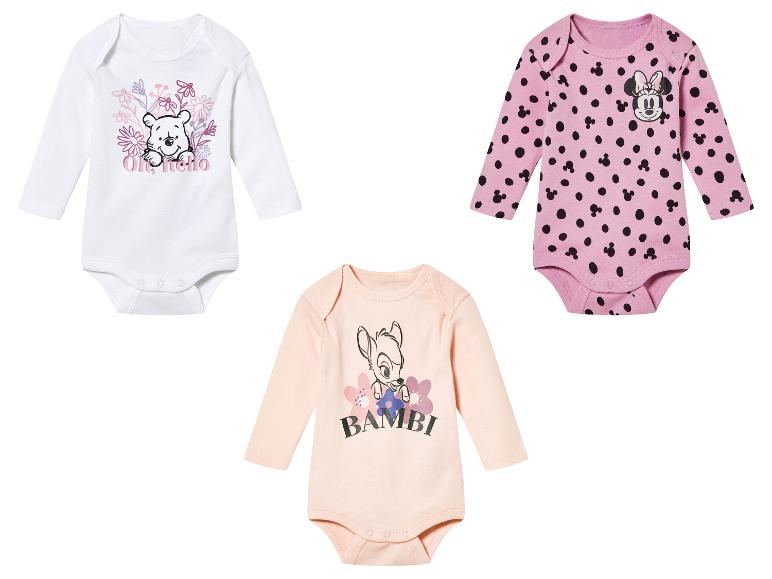 Bodys pour bébés avec des motifs Winnie l'ourson, Mickey Mouse et Bambi.