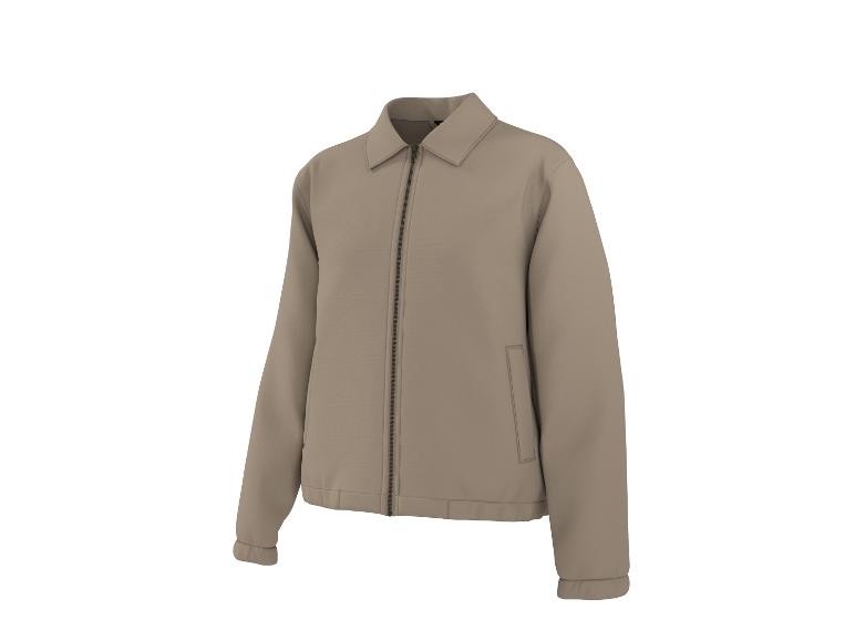 Heren beige jas met rits en kraag.