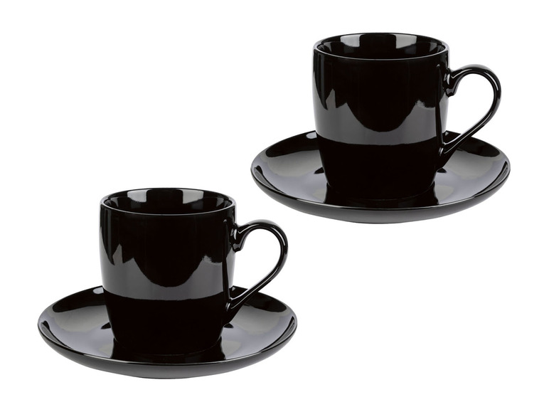 Aller en mode plein écran ERNESTO® Tasses à café en porcelaine avec soucoupes, 2 pièces - Photo 3