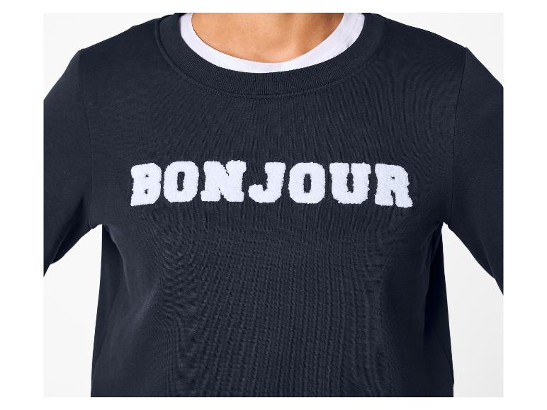 Zwart sweatshirt met witte 'BONJOUR'-tekst