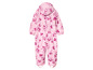 Een roze overall met Mickey Mouse print voor baby's.