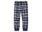 Pantalon de pyjama à carreaux bleu et blanc.