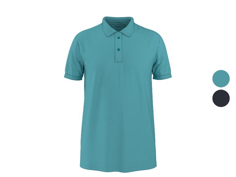 Turquoiseblauw poloshirt met korte mouwen en knopen, met twee kleuropties.