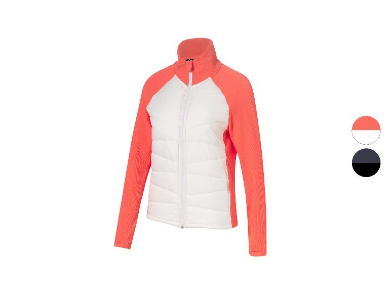 Een witte en roze damesjas met rits