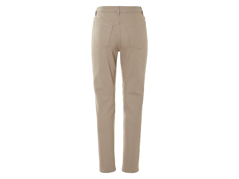 Jean beige à taille haute, vu de dos.