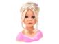 Tête à coiffer de poupée blonde aux yeux bleus et haut rose