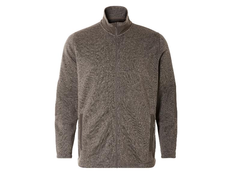 Een donkergrijze fleece trui met rits.