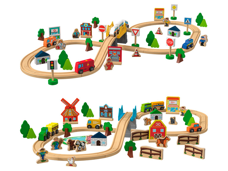 Ga naar volledige schermweergave: Playtive Houten spoorweg stad of boerderij - afbeelding 1