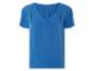 Blauw shirt met korte mouwen, V-hals.