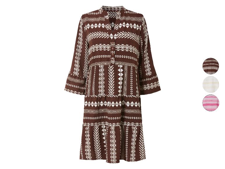 Midi jurk met etnische geometrische print, verkrijgbaar in diverse kleuren.