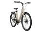 Een beige elektrische fiets met Schwalbe banden.