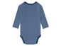 Un body bébé à manches longues rayé bleu.
