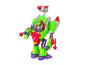 Robot jouet vert et rouge avec une petite figurine dans le cockpit