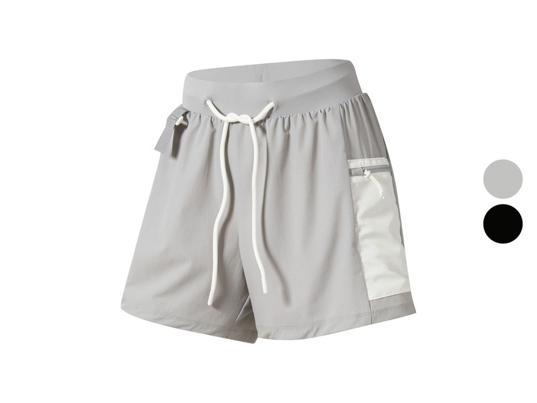 Grijze korte broek met witte veters en een wit zijvak