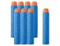 Blauwe speelgoedpijltjes met oranje punten, verticaal gerangschikt.