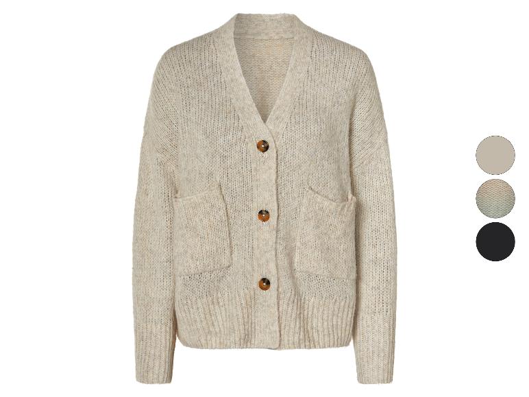 Beige gebreide cardigan met zakken.