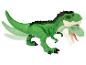 Un dinosaure T-Rex en plastique vert avec des mâchoires mobiles.