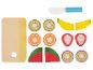 Ensemble de jouets en bois avec fruits coupés et planche à découper