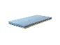 Blauw matras met witte onderkant.