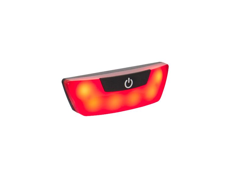 Rood fietsachterlicht met aan/uit-knop