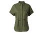 Kort olijfgroen linnen shirt, militaire stijl.