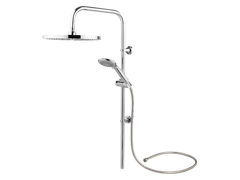 Ensemble de douche chromé avec pommeau de douche pluie et douchette