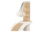 Arbre à chat avec poteau en sisal beige et jouets en peluche blancs