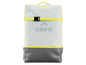 Sac à dos Crivit blanc avec des accents jaunes.