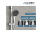Une pomme de douche ronde Schütte avec trois types de jets : pluie, sauna et une combinaison des deux.
