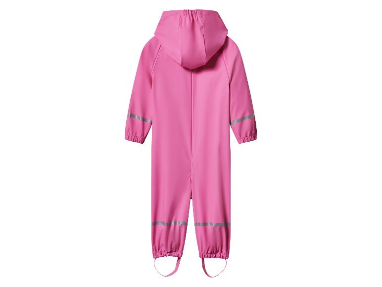 Roze waterdicht kinderregenpak met capuchon en reflecterende elementen