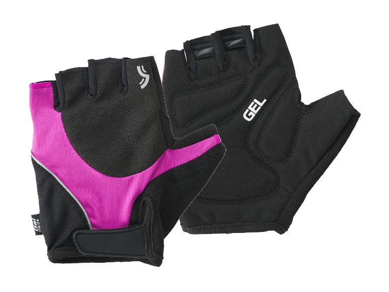Korte fiets handschoenen, zwart en roze, met gel.