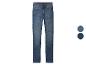 Jean en denim bleu avec deux options de couleur.