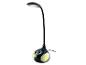 Lampe de bureau LED noire avec bras flexible et base à lumières colorées