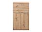 Meuble haut en bois avec deux tiroirs et deux portes inférieures.