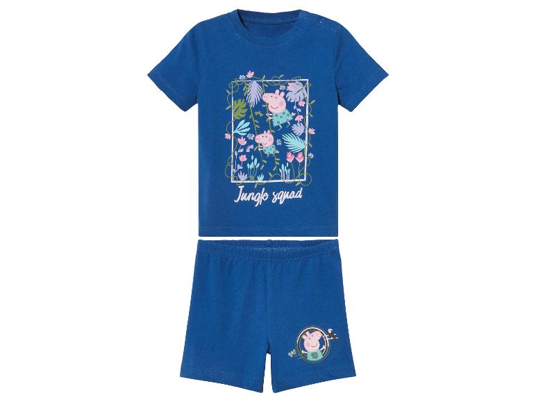 Pyjama Peppa Pig bleu : haut et short avec motifs jungle.