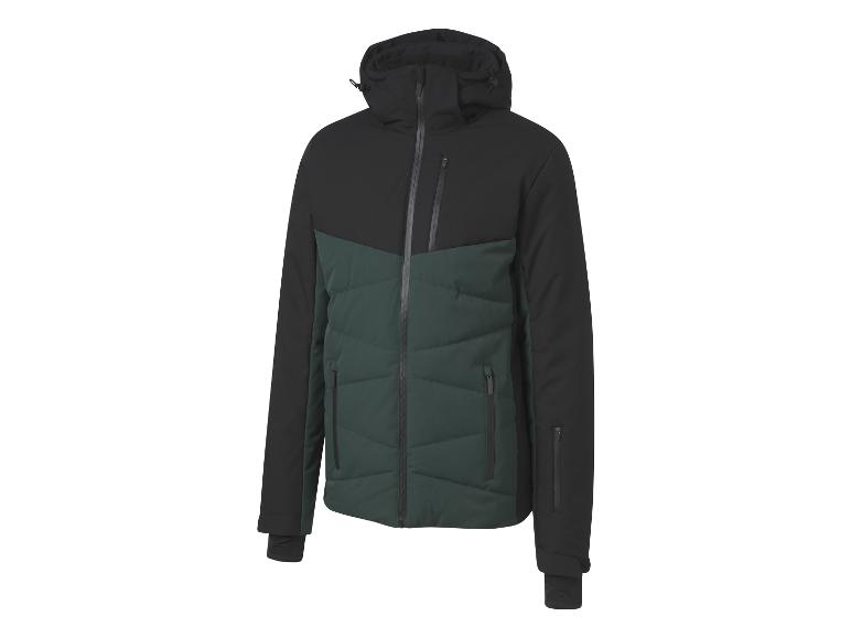 Une veste noire et verte avec une capuche.