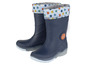 Bottes de pluie bleues avec un motif de boutons
