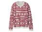 Pull tricoté avec motif Fair Isle rouge et blanc