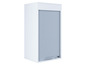 Une armoire blanche avec un volet roulant.