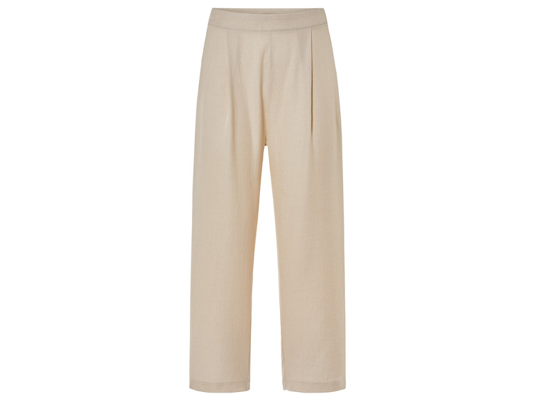 Pantalon beige à jambe droite.