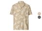 Heren overhemd met korte mouwen en palmbladprint, beige.