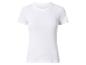 Wit geribbeld T-shirt met korte mouwen en ronde hals.
