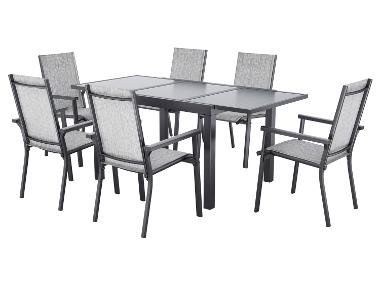 LIVARNO® Ensemble de jardin Houston : table extensible avec 6 fauteuils empilables