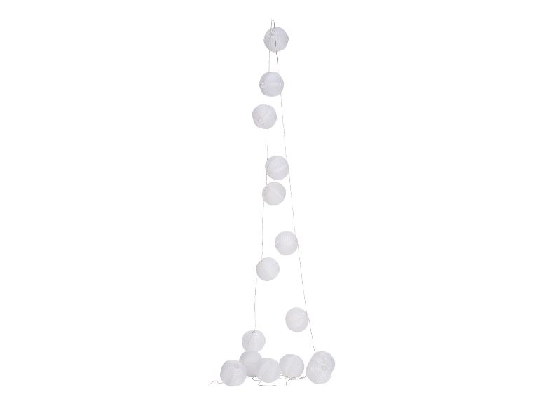 Lichtjesketting met witte lampionnen.