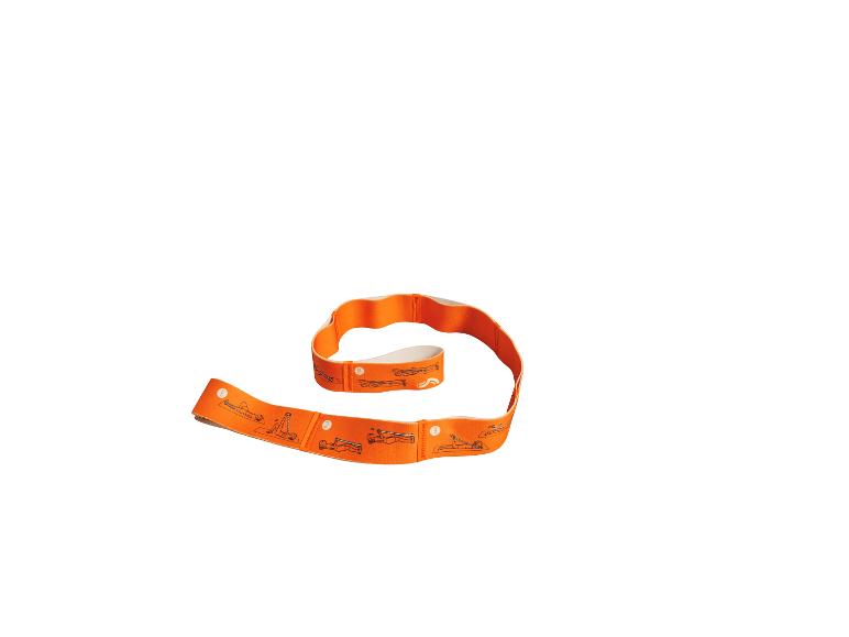 Oranje stretchband met oefenillustraties